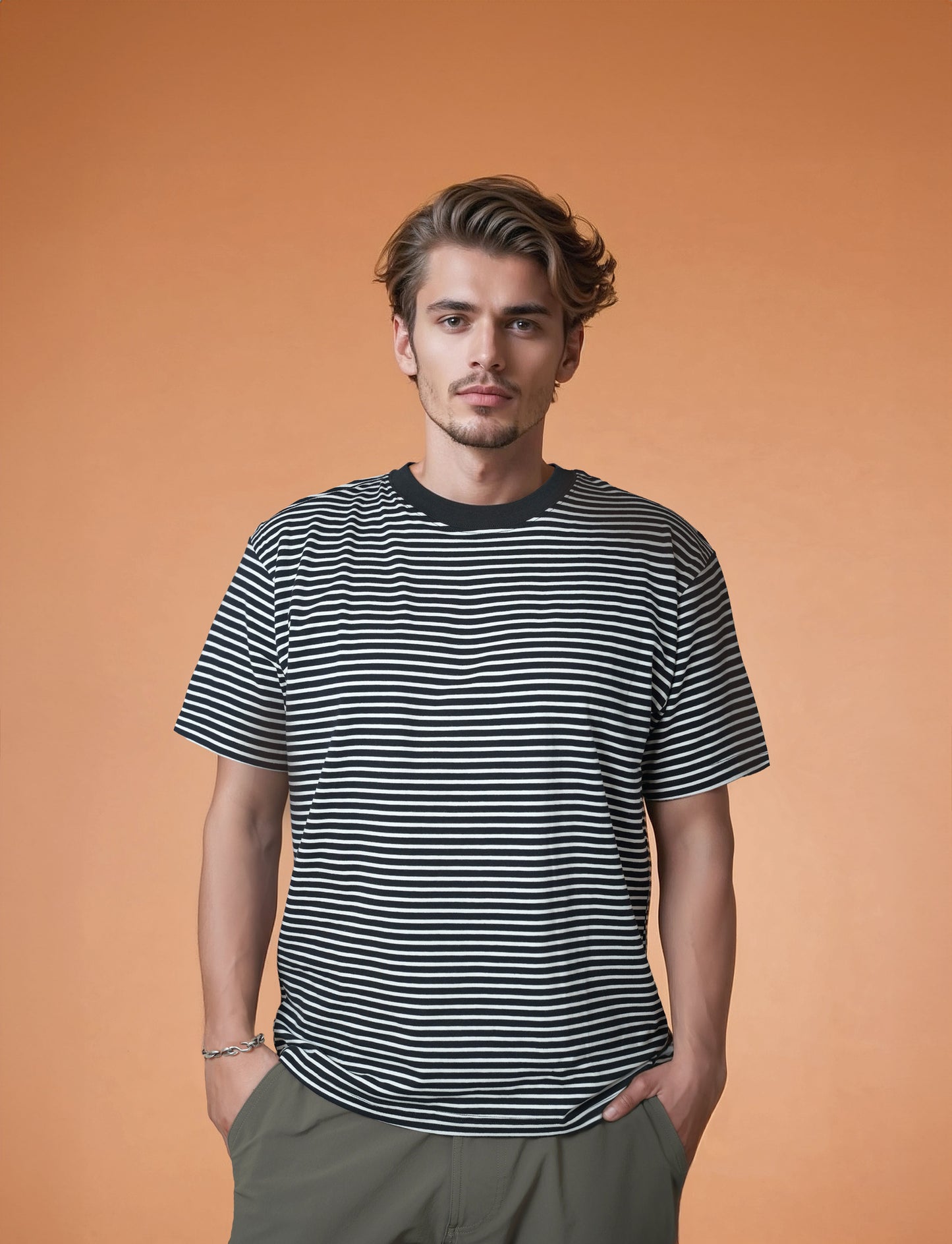 5.3oz プレミアムコンフォートボーダーTシャツ (DF-1112)