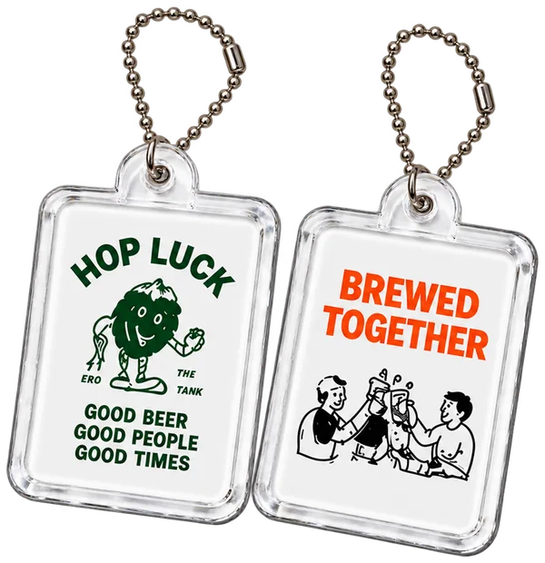 HOP LUCKとBREWED TOGETHERのアクリルキーホルダー2つ
