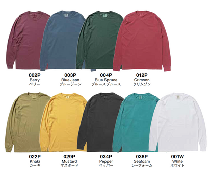 【インクジェット刺繍】6.1oz Garment Dyed Long Sleeve Tee (CC-6014)