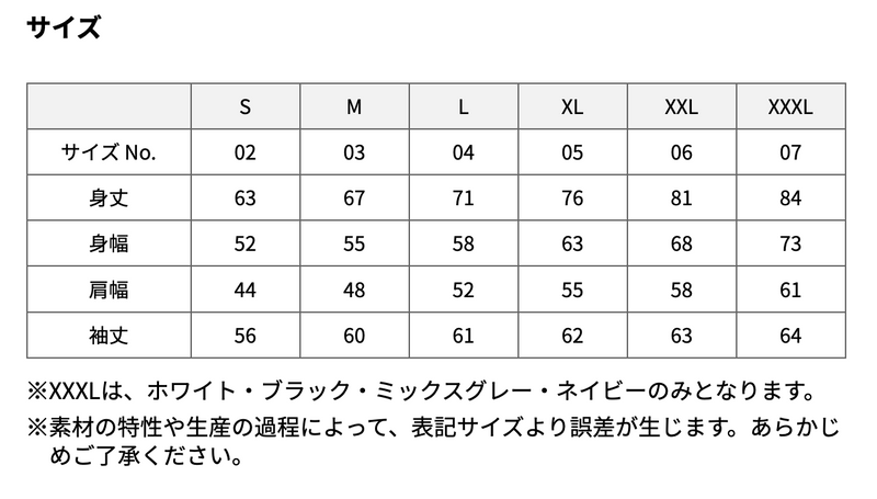 サイズチャート