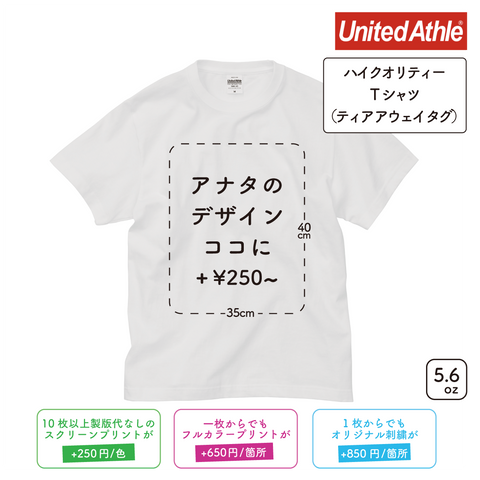 5.6オンス ハイクオリティー Tシャツ ティア アウェイ タグ (UA-500105)