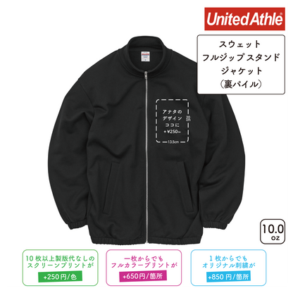 10.0oz スウェット フルジップ スタンド ジャケット(裏パイル) (UA-524501)