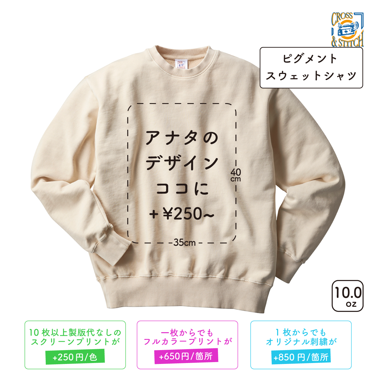 10.0oz ピグメントスウェットシャツ (CAS-PGS149)