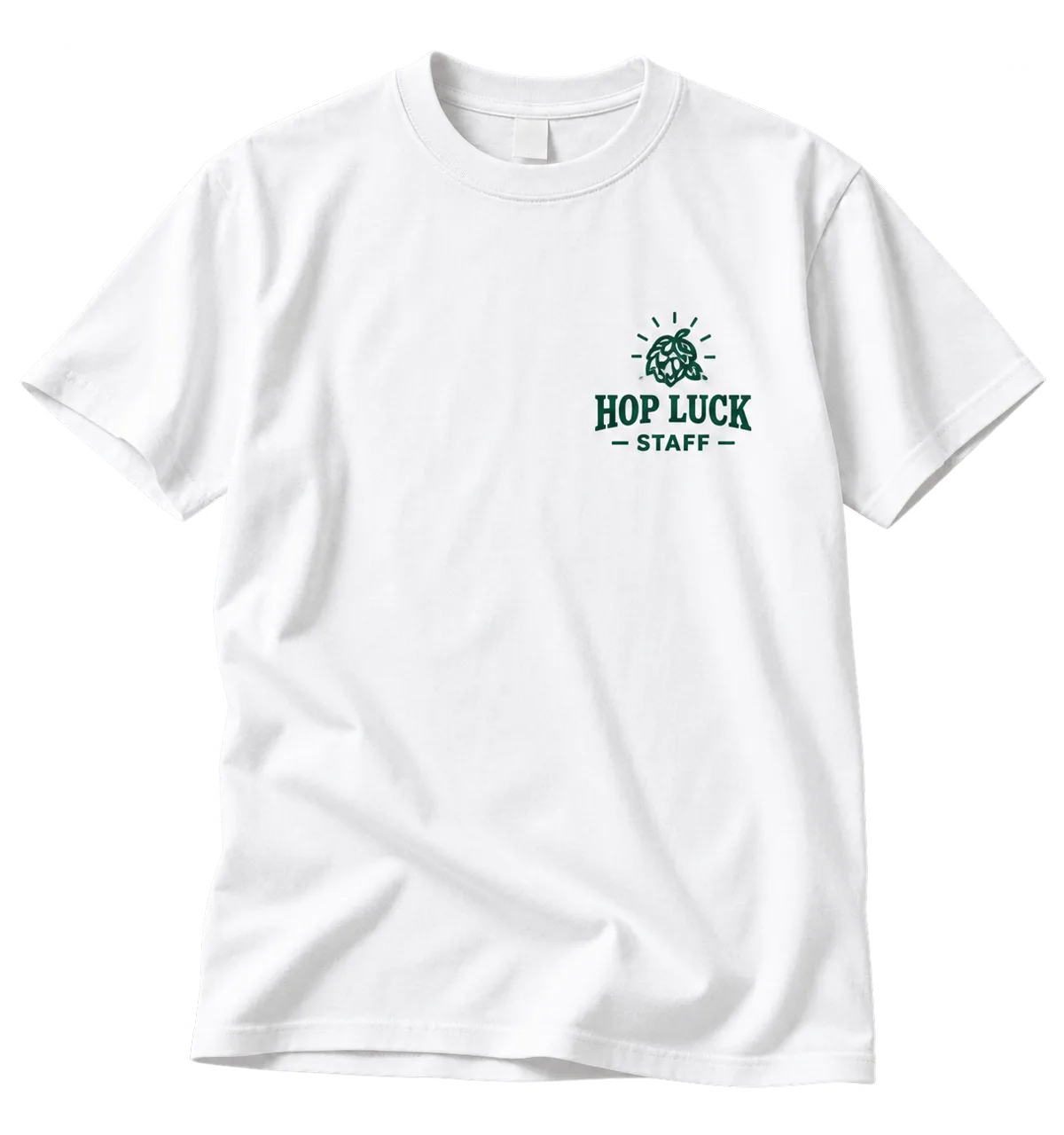 左胸にスタッフロゴを入れた白Tシャツの料金例