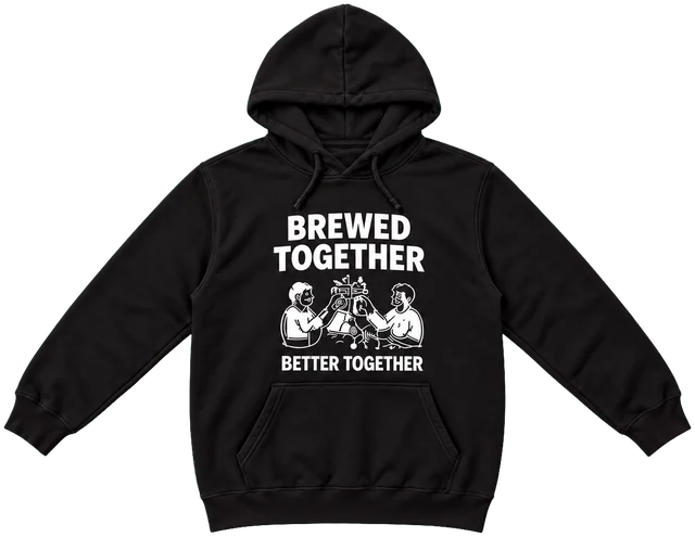 BREWED TOGETHERとプリントした黒いパーカー