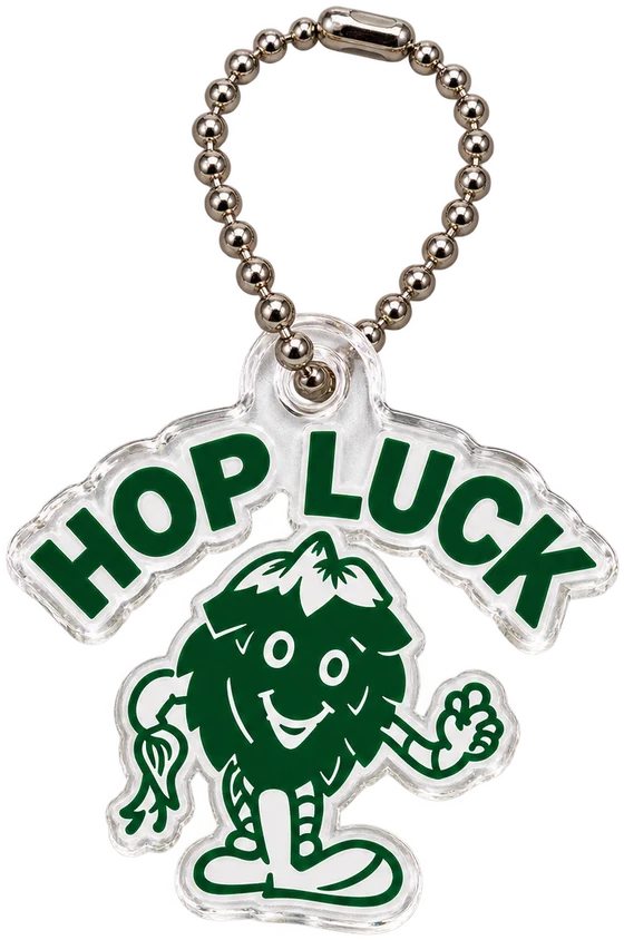 HOP LUCKのホップのキャラクターの形に切り抜いたアクリルキーホルダー